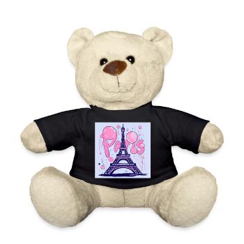 Paris Graffiti at the Eiffel Tower - Flying Gum - Teddy Bear - black - Front