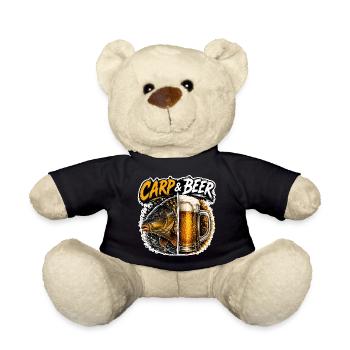 Karpfen- und Bier-lustiges Angeldesign - Teddy - Schwarz - Vorne