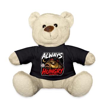 Funny Carp Fishing Shirt – Always Hungry - Teddy Bear - black - Front