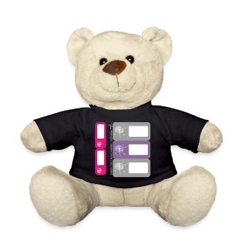 DIY Namensaufkleber Pusteblume – 5 er Set - Teddy - Schwarz - Vorne