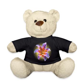 Leuchtende Lilie Florales Kunstmotiv - Teddy - Schwarz - Vorne