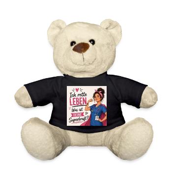 Ich rette Leben. Was ist deine Superkraft? - Teddy - Schwarz - Vorne