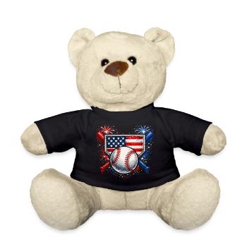 American Baseball USA Vintage Flag - Teddy Bear - black - Front