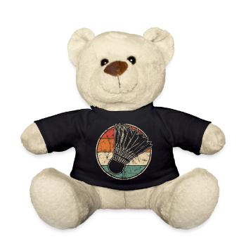 Vintage print with badminton shuttlecock - Teddy Bear - black - Front