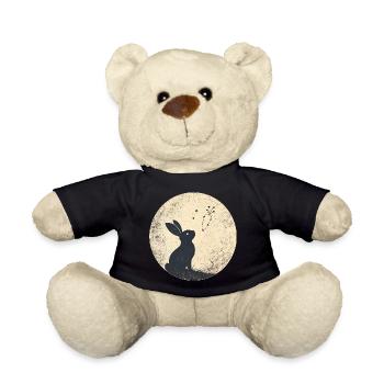 Moon bunny with carrot stars - Teddy Bear - black - Front