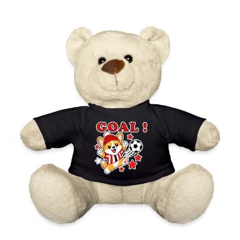 Witziger Fußball-Corgi-Aufkleber | Fußball-Fan-Tier - Teddy - Schwarz - Vorne