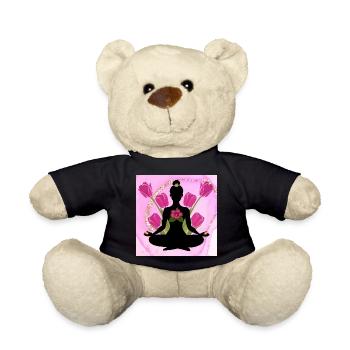 Meditative Silhouette rosa Hibiskus - Teddy - Schwarz - Vorne