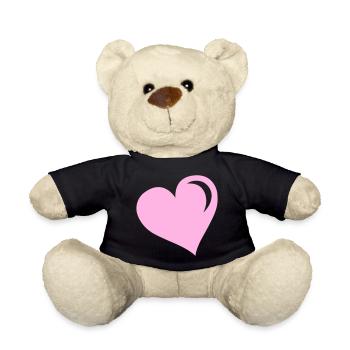 Pastel Pink Heart – Minimalist Style - Teddy Bear - black - Front