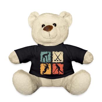 Hockey Field Hockey Retro Graphic For Women Girls - Teddy Bear - black - Front