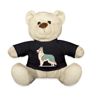 Australian Shepherd Blanc/Gris (bande dessinée) - Nounours - noir - Devant