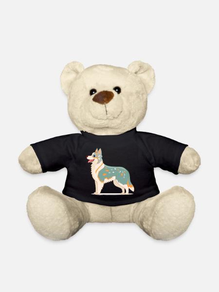 Australian Shepherd Blanc/Gris (bande dessinée) - Nounours - noir