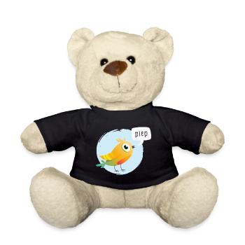 Bunter Vogel mit Piepsprechblase - Teddy - Schwarz - Vorne