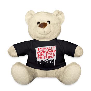 Socially Awkward But Still Friendly Lustig Spruch - Teddy - Schwarz - Vorne