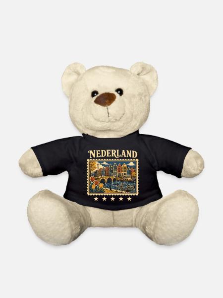 Amsterdam Grachten Reisemarke - Teddy - Schwarz