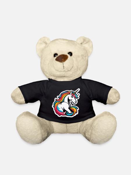 Bright Rainbow Unicorn - Teddy Bear - black