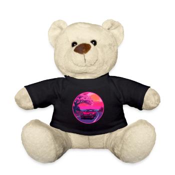 Retro 80s JDM FC Coupe Sakura Sunset Emblem - Teddy Bear - black - Front