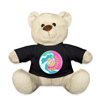 Surfskate Motiv in Pink Gelb mit Wellen - Teddy - Schwarz - Vorne