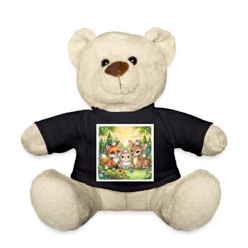 Cute Woodland Friends – Fox, Bunny & Deer Fantasy - Teddy - Schwarz - Vorne