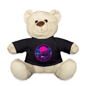 Retro 90er JDM Coupé Rainy Neon Cyber City Emblem - Teddy - Schwarz - Vorne