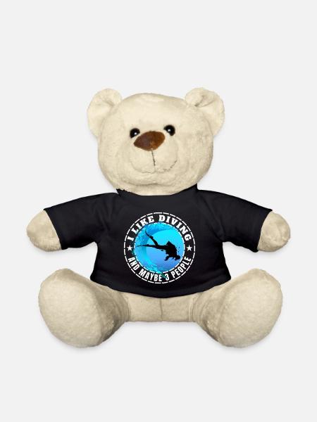 I LIKE DIVING AND MAYBE 3 PEOPLE  - Teddy Bear - black