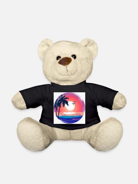 Sonnenuntergangs-Palmenkreis Ozean-Leuchten - Teddy - Schwarz