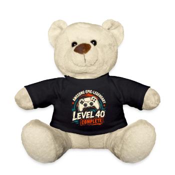 Level 40: Geschenk zum 40 abgeschlossen. Geburtstag - Teddy - Schwarz - Vorne