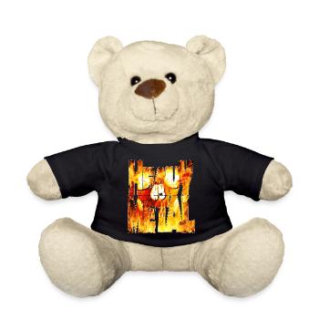 Flammender Schädel Heavy Metal Schriftzug - Teddy - Schwarz - Vorne
