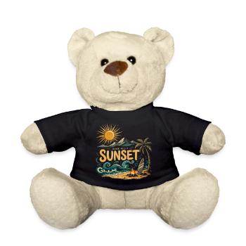 Sunset on the beach surf - Teddy Bear - black - Front