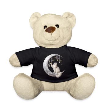 Moon Cat and Stars - Teddy Bear - black - Front