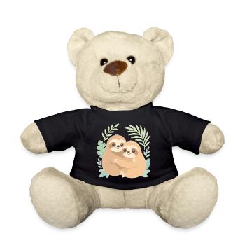 Cute Sloths: Cuddling in the Pastel Jungle - Teddy Bear - black - Front