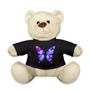 Glossy Metallic Butterfly - Teddy Bear - black - Front