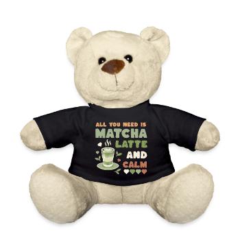 Matcha Latte Calm Design - Teddy Bear - black - Front