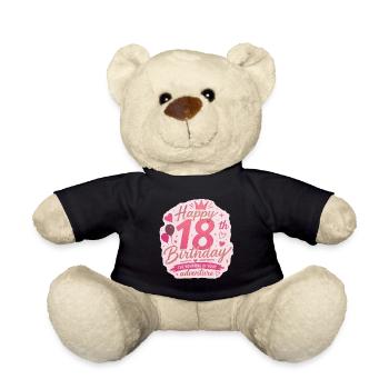 Pink 18th Birthday Adventure Badge - Teddy Bear - black - Front