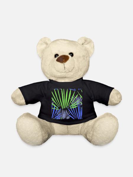 Tropisches Palmen Kontrast Muster - Teddy - Schwarz