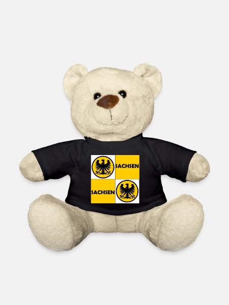 Sachsen Quadratflagge Adler - Teddy - Schwarz