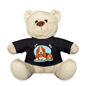 Basset Hound (hellblaue Sterne) - Teddy - Schwarz - Vorne