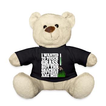 Touching Grass Gamer Shirt | Lustiges Nerd Gaming - Teddy - Schwarz - Vorne