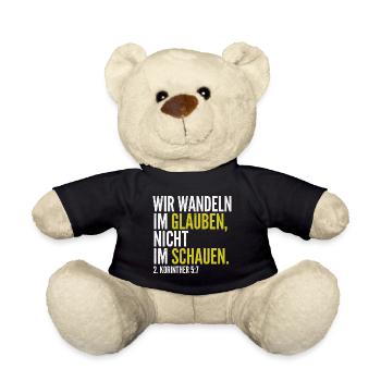 Wir wandeln im Glauben – 2. Korinther 5,7 - Teddy - Schwarz - Vorne