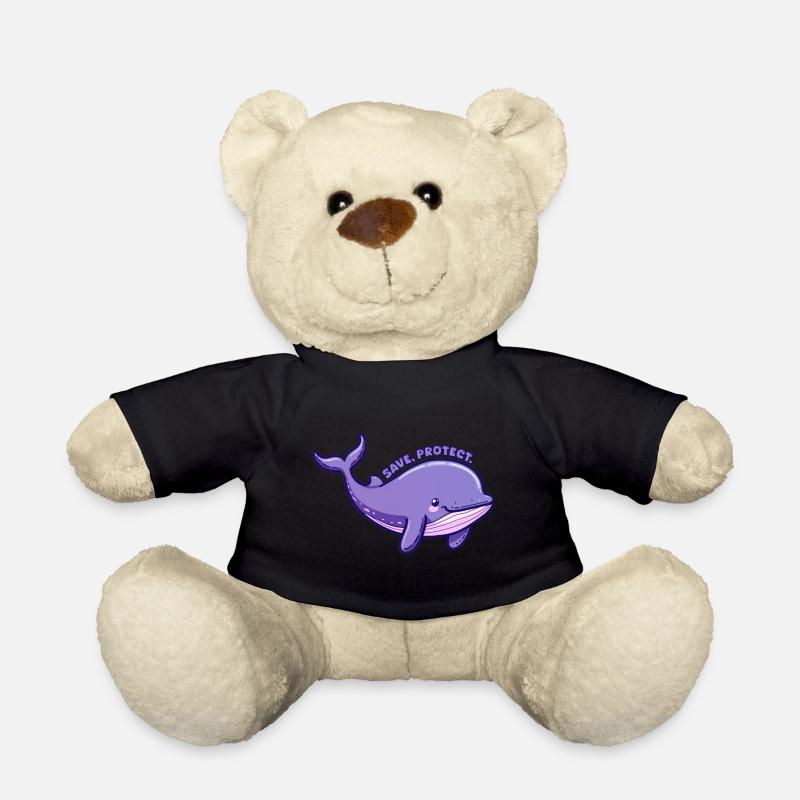 Save Protect - Purple Whale - Sticker - Teddy Bear - black