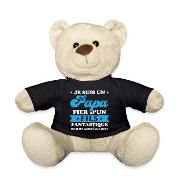 Je suis un papa fier d'un fils, Cadeau papa - Nounours - noir - Devant