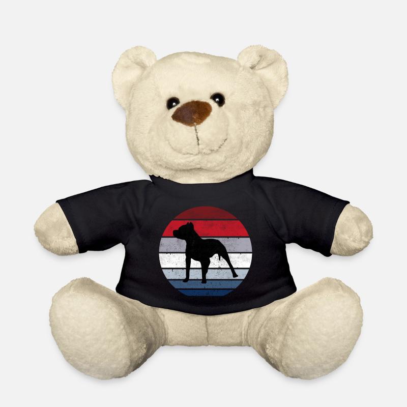 Pitbull Hund Rasse Retro Tier Lustig - Teddy - Schwarz