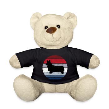 Corgi Breed Dog Queen Retro Animal Witty - Teddy Bear - black - Front