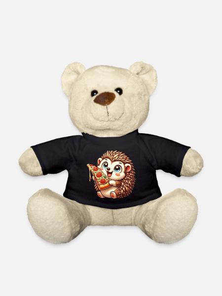 Mignon hérisson pizza amateur de bande dessinée italienne - Nounours - noir