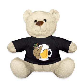 Faultier mit Bier Saufen Trinken - Teddy - Schwarz - Vorne