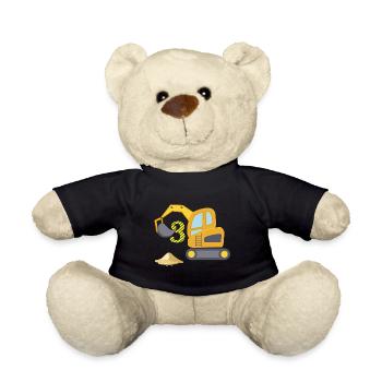 Third birthday excavator - Teddy Bear - black - Front