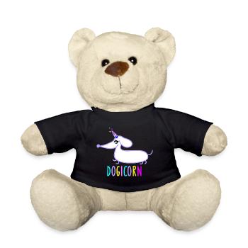 Dackel als Einhorn (b) - Teddy - Schwarz - Vorne