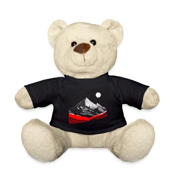 Berge mit Mond und roten Details - Minimalismus - Teddy - Schwarz - Vorne