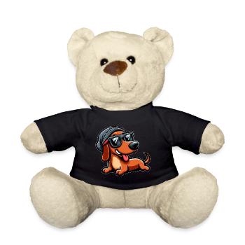 Süßer Cartoon Hund Dackel Sonnenbrille - Teddy - Schwarz - Vorne