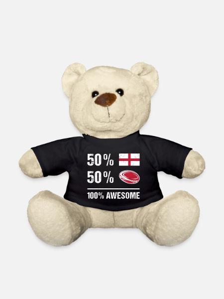 50% England 50% Rugby 100% Awesome England Rugby - Teddy Bear - black