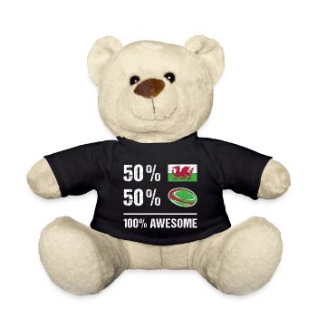 50% Wales 50% Rugby 100% Awesome Wales Rugby - Teddy Bear - black - Front